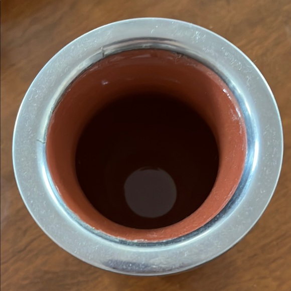 YERBA south american cowboy tea cup leather torpedo uruguay pottery bowl art - Picture 2 of 3